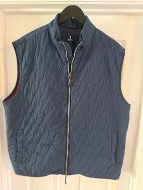 johnnie-O Quilted Slate Blue Zip Vest